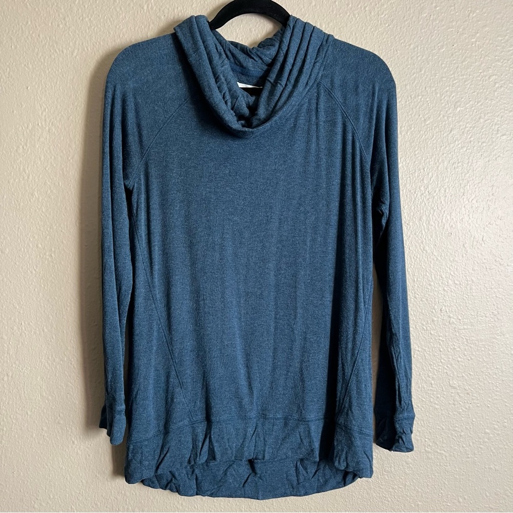 Lou & Grey Cowel Neck Long Sleeve Top Blue Women's Size Small Comfort Loungewear